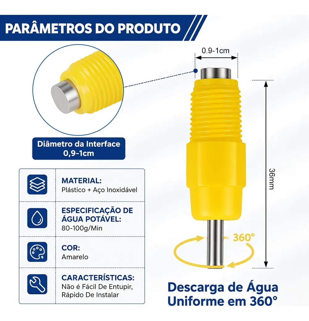 30 Unid Bebedouro Automático Tipo Niple Amarelo Para Aves