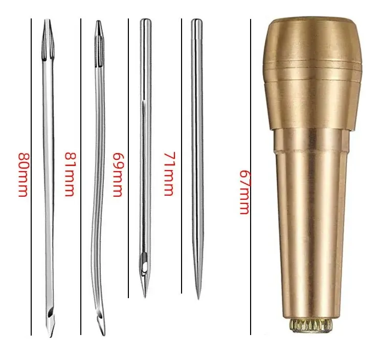 Kit Agulha Costura Manual Para Conserto Couro De Sapateiro