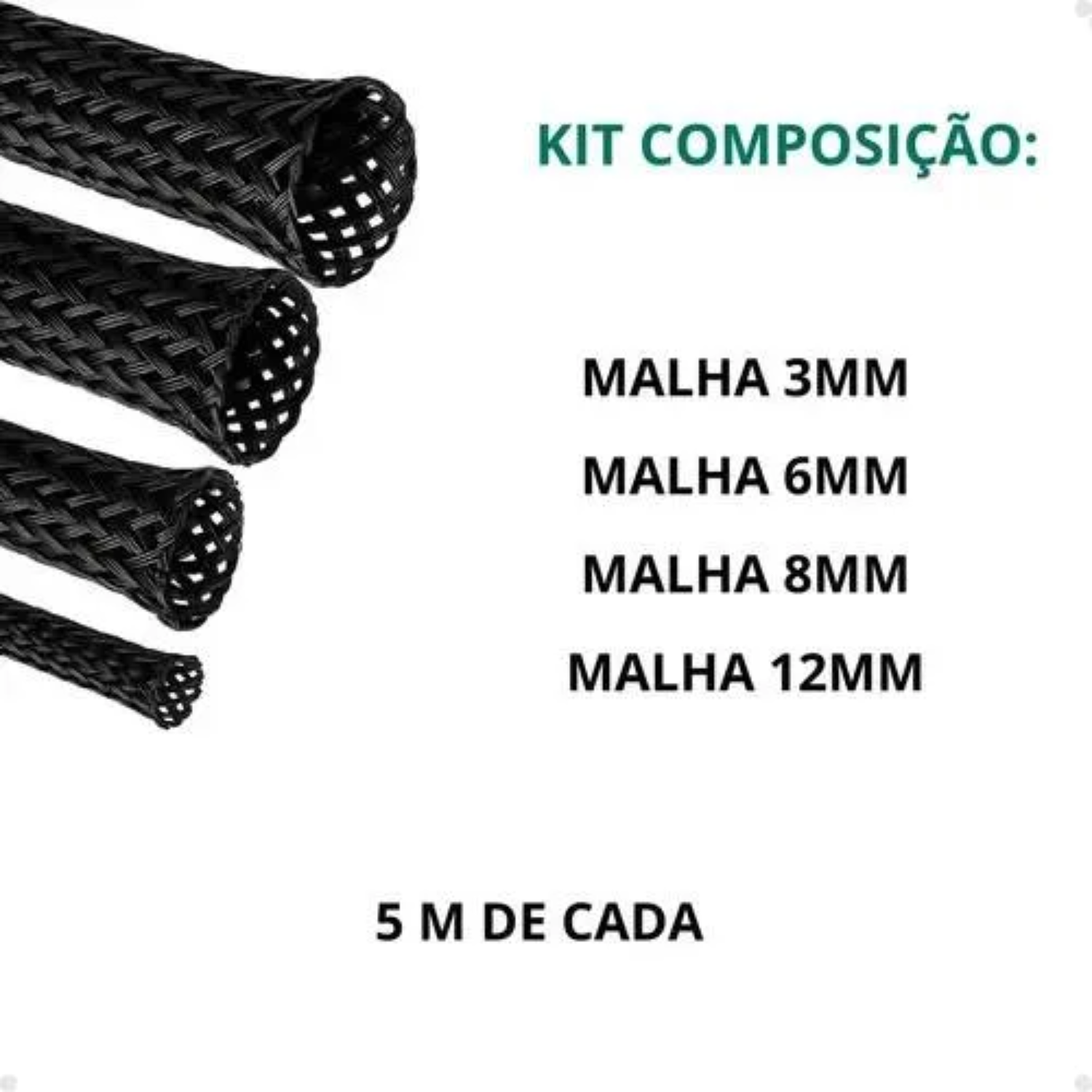 Kit Malha Náutica Expansiva Mundo Peças 20m 3mm 6mm 8mm 12mm