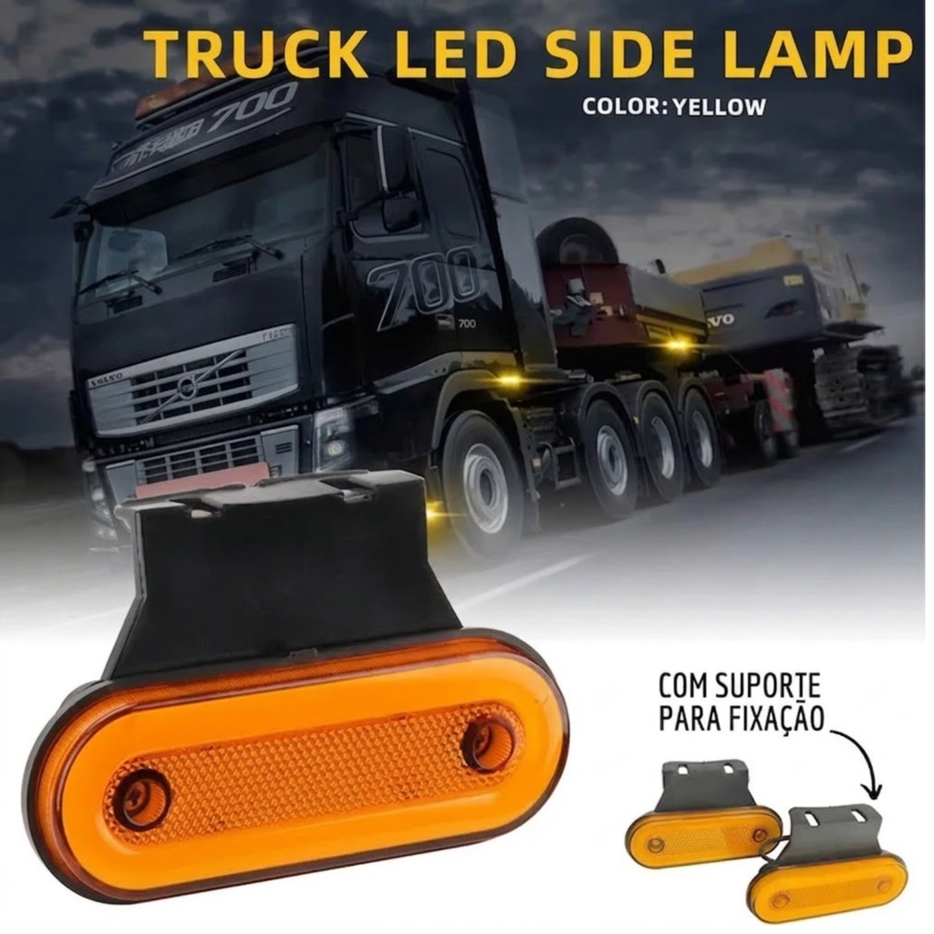 Kit 12 Luzes Led Laterais Âmbar Para Caminhão E Carreta