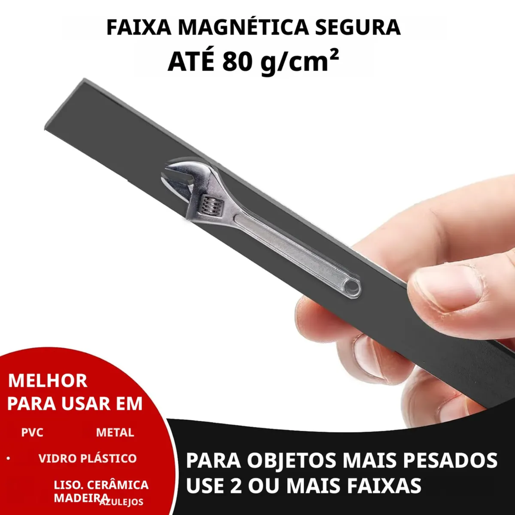 Perfil Magnético Adesivo 3M Fita Imã Flexível 15x2mm 30mts