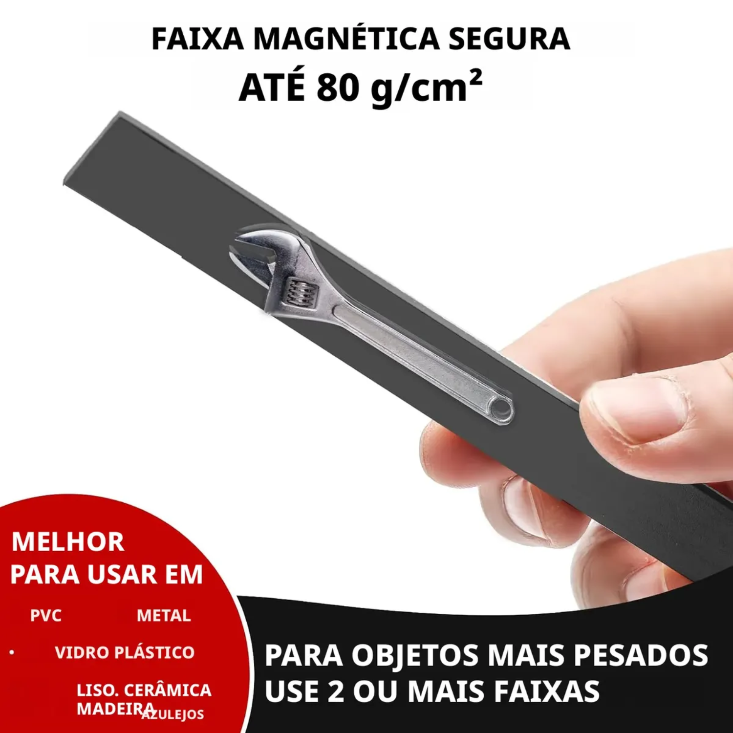 Perfil Magnético Adesivo 3M Fita Imã Flexível 15x2mm 30mts