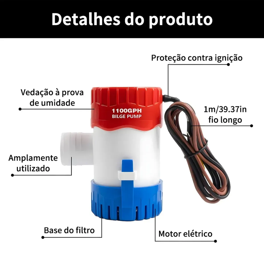 Bombas De Porão De Barcos Náuticos 1100gph 12v Para Homeboat