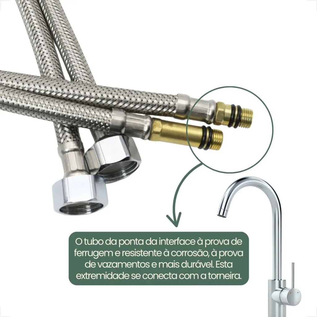 Engate Flexível Misturador Mangueira Aço Mono 80 Cm Par