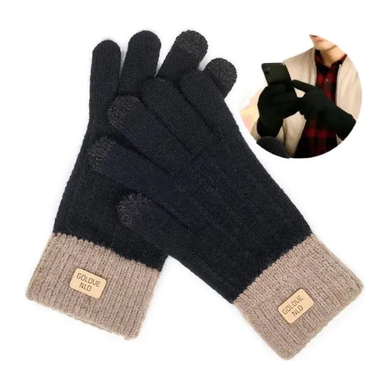 Luva Feminino Touch De Lã Mexer Celular Tablet Inverno Preto