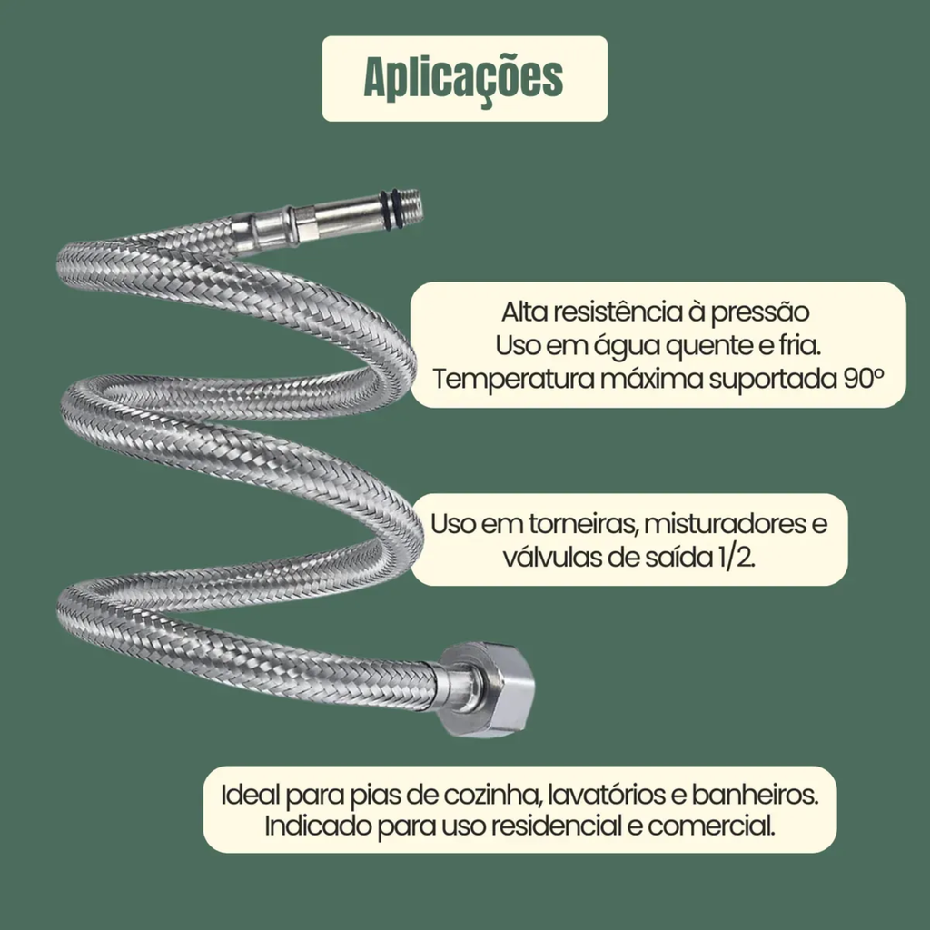 Engate Flexível Misturador Mangueira Aço Mono 80 Cm Par