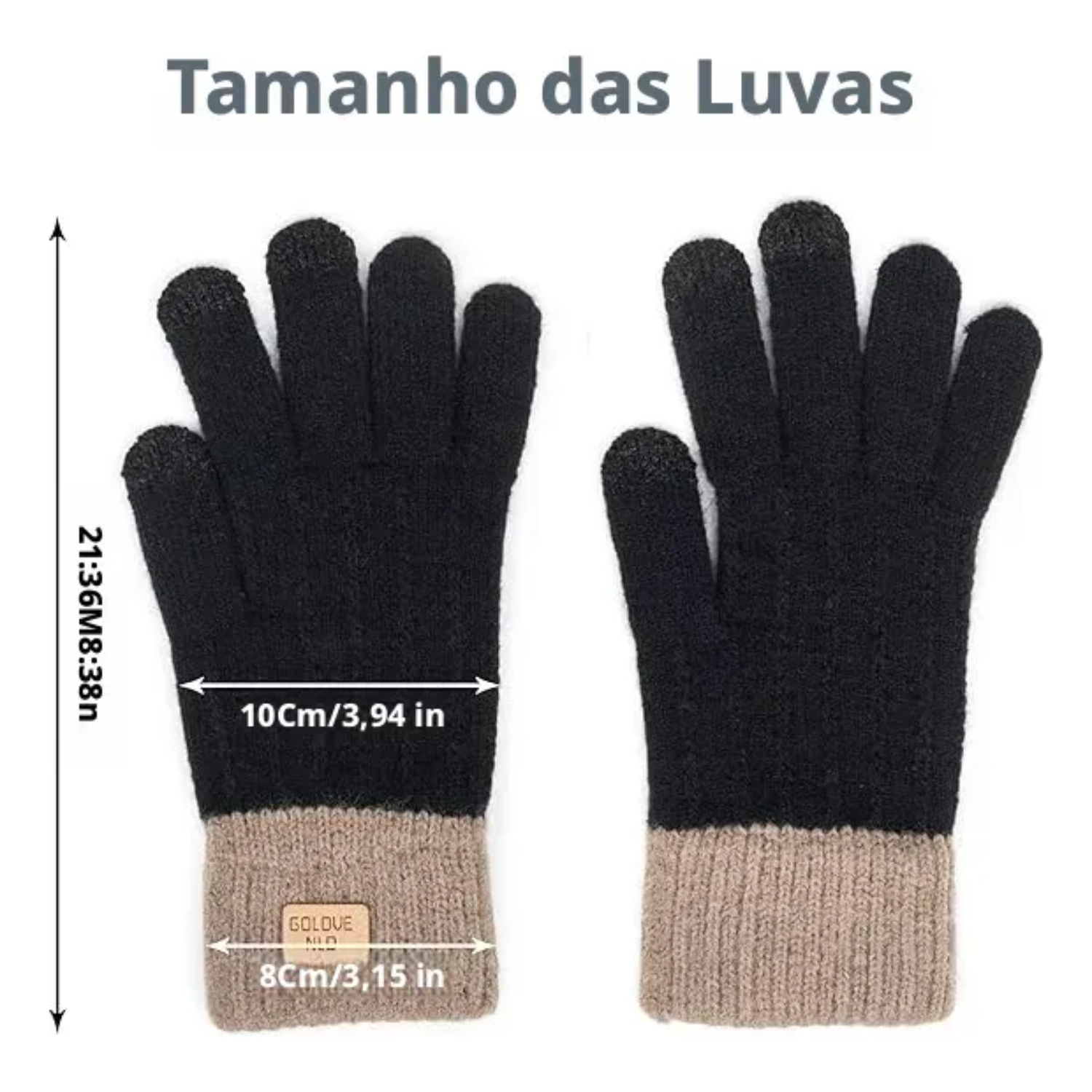 Luva Feminino Touch De Lã Mexer Celular Tablet Inverno Preto