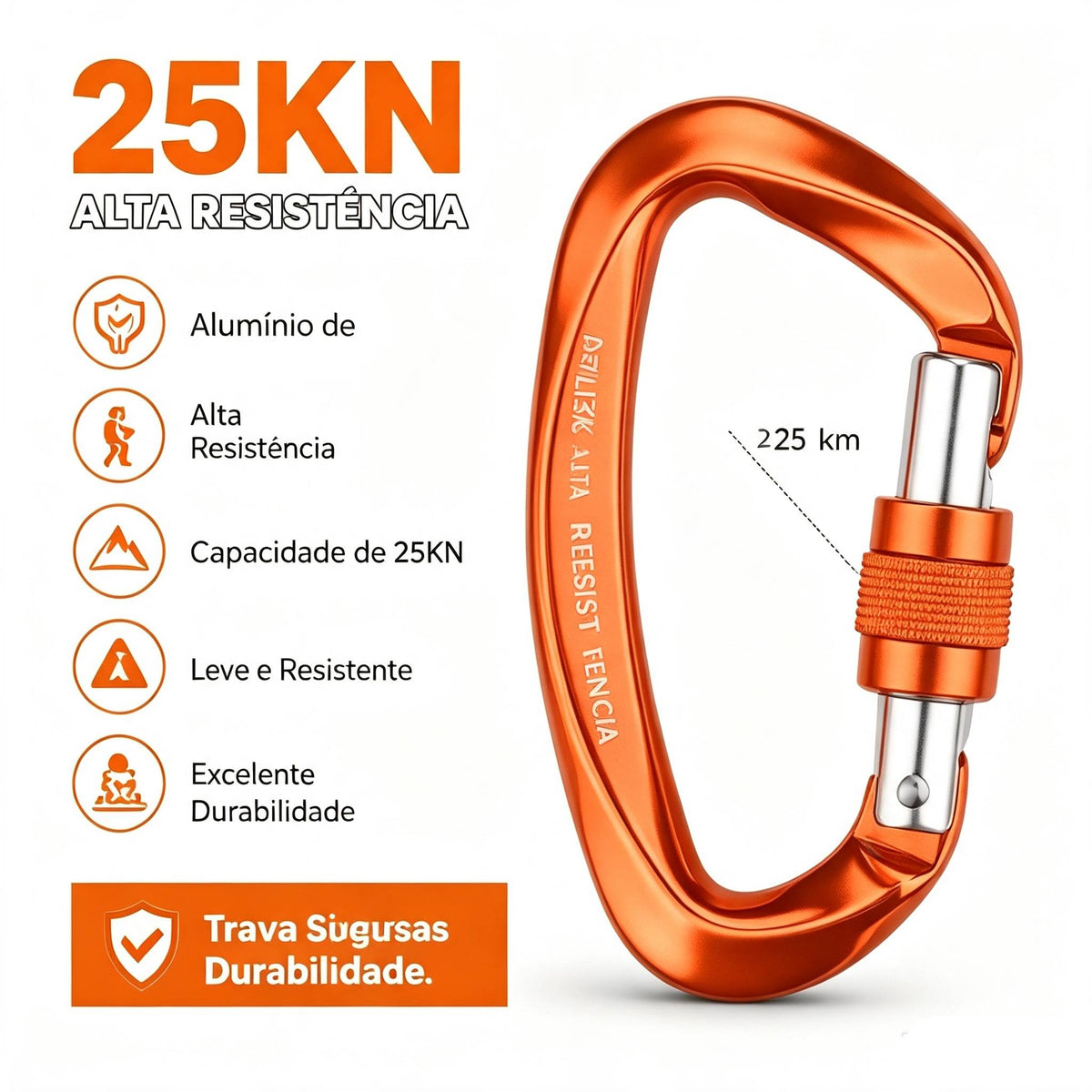 Mosquetão De Aluminio D 25kn Rapel Escalada Paraglider