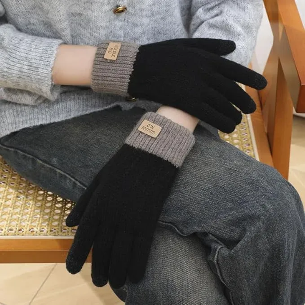 Luva Feminino Touch De Lã Mexer Celular Tablet Inverno Preto