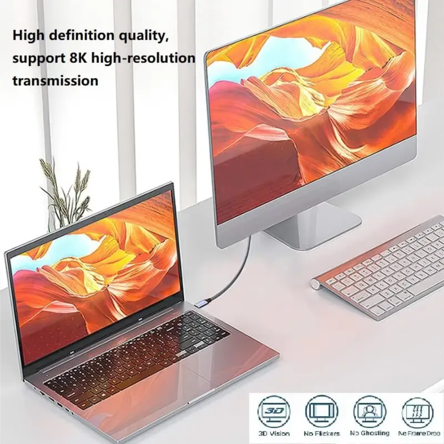 Cabo Monitor Usb Tipo C Para Dp 8k 60hz E 4k 144hz - 2 Metro