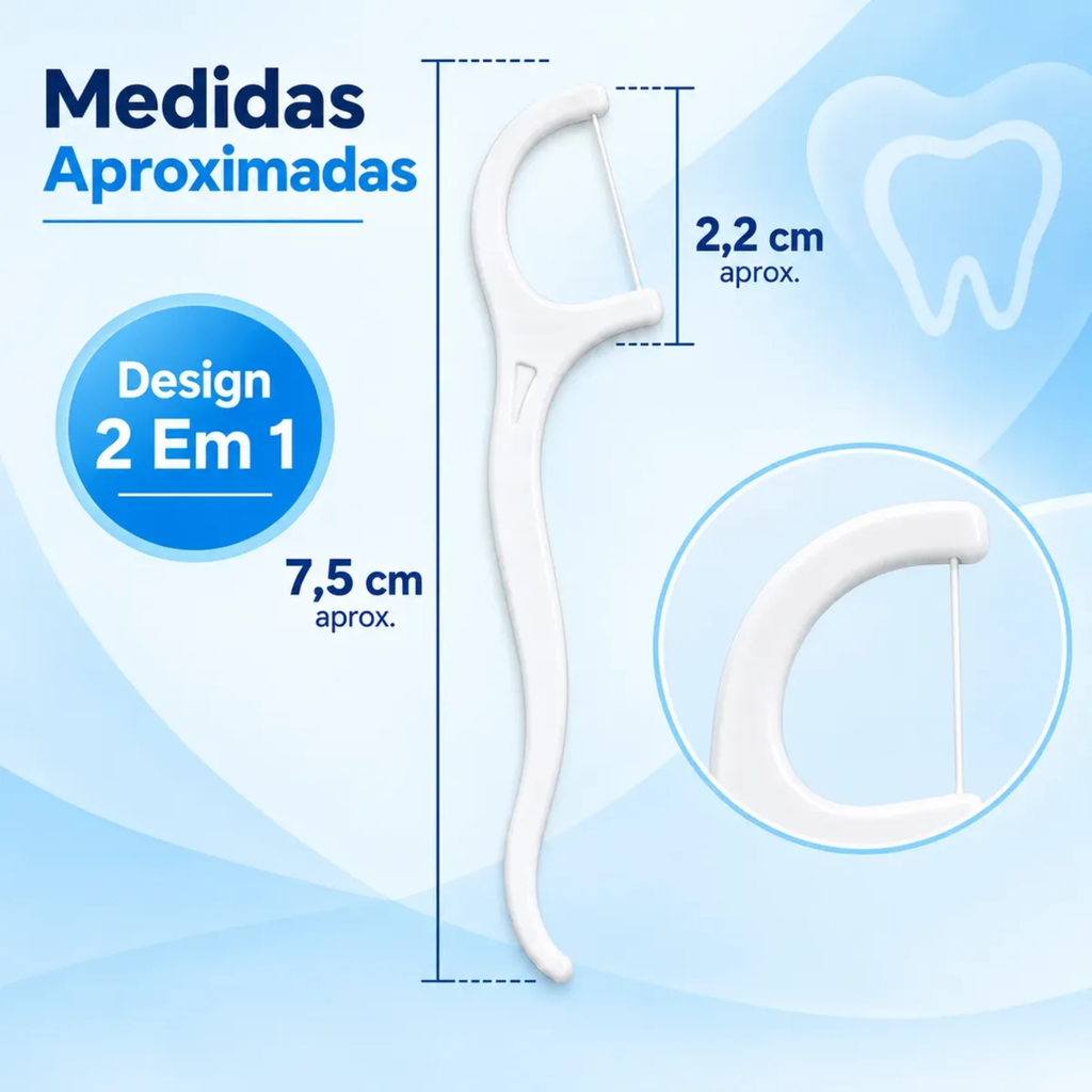 Kit 10 Caixas Fio Dental Com Haste Limpeza Bucal Profunda