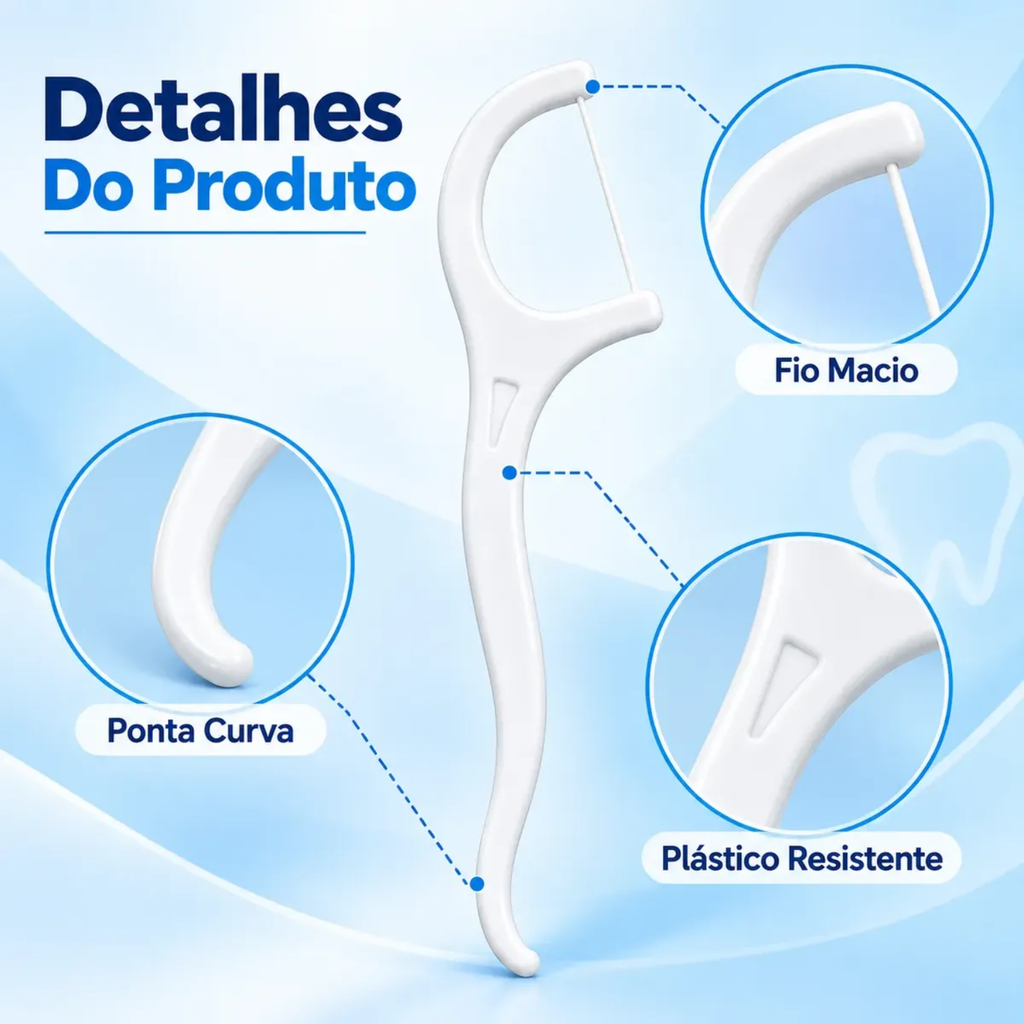 Kit 10 Caixas Fio Dental Com Haste Limpeza Bucal Profunda