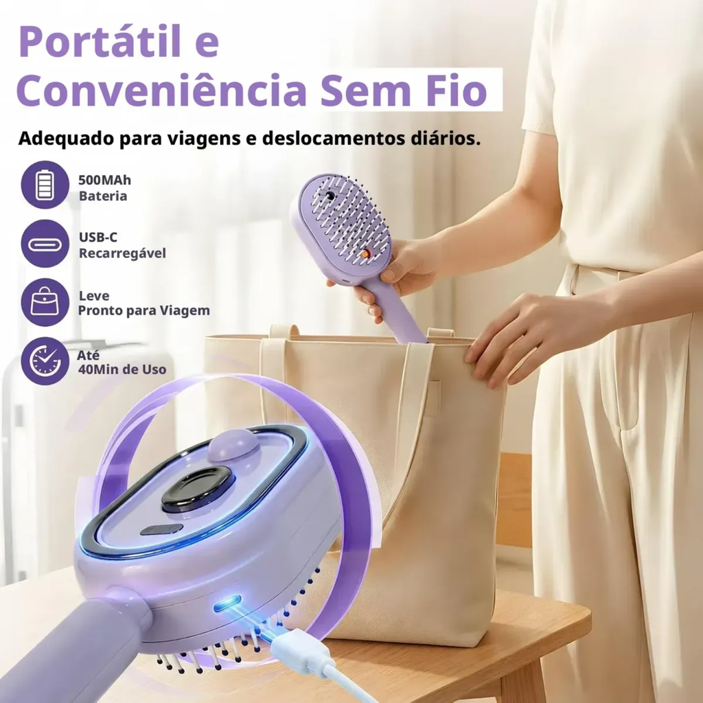 Escova De Cabelo Com Spray Eletrica Portatil Antiqueda