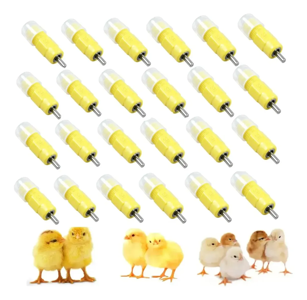 30 Unid Bebedouro Automático Tipo Niple Amarelo Para Aves