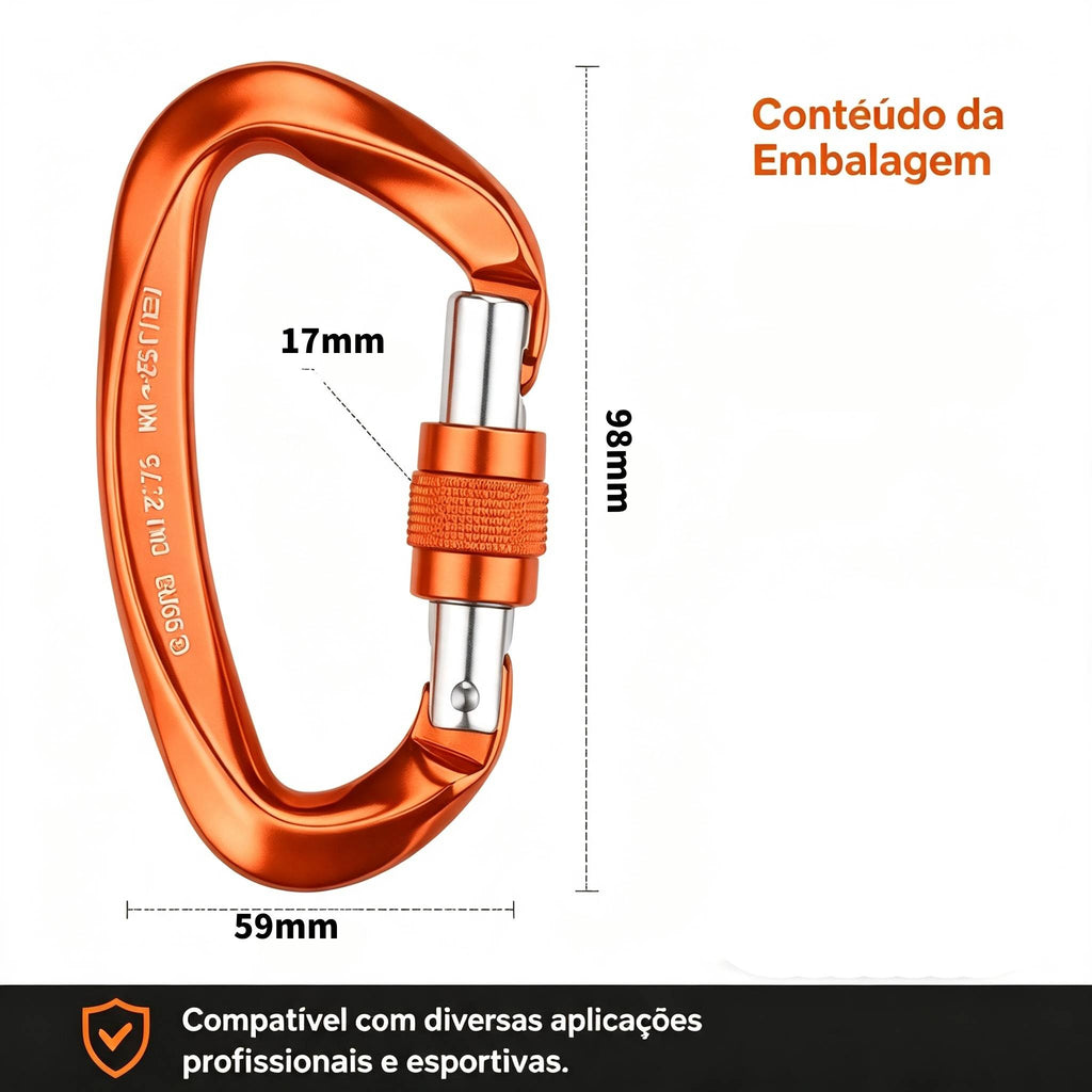 Mosquetão De Aluminio D 25kn Rapel Escalada Paraglider
