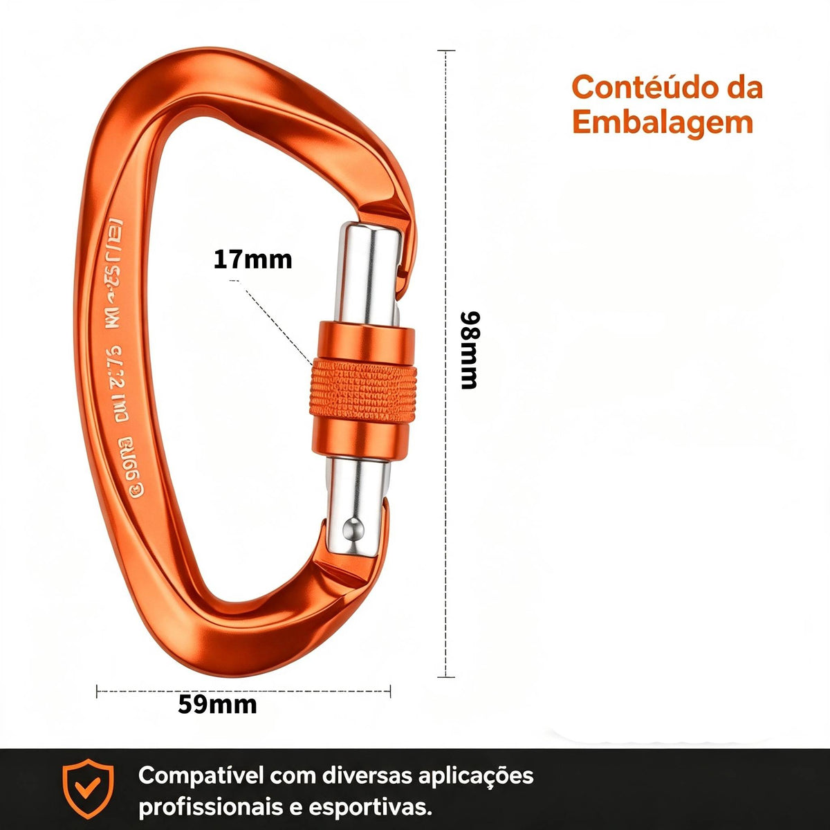 Mosquetão De Aluminio D 25kn Rapel Escalada Paraglider
