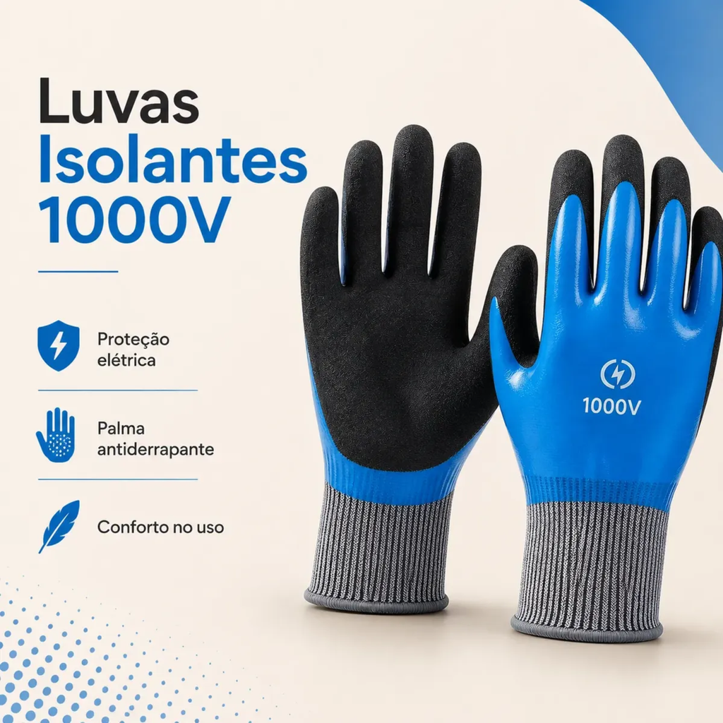 Luvas Isolante P/ Eletricista Borracha Suporta Tensão 1000v