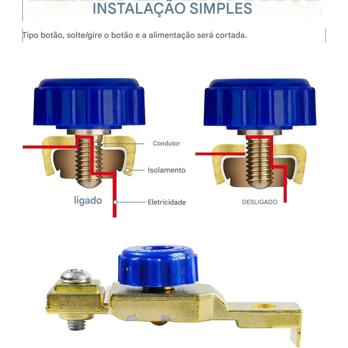 Chave Geral Corta Corrente Bateria 12v Motos Jet Ski 1732