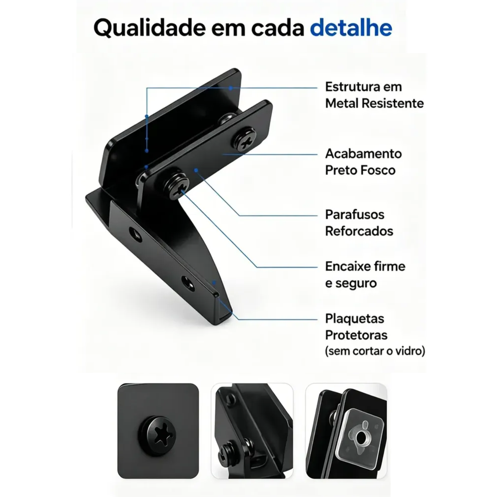 1 Par Dobradiça Preto Pivotante Porta Vidro De Encaixe 4-8mm