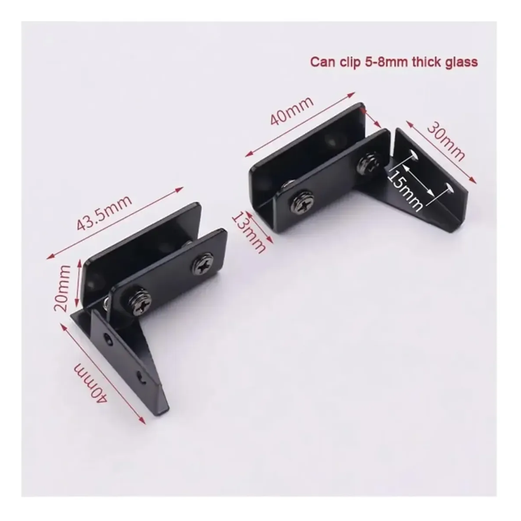 1 Par Dobradiça Preto Pivotante Porta Vidro De Encaixe 4-8mm