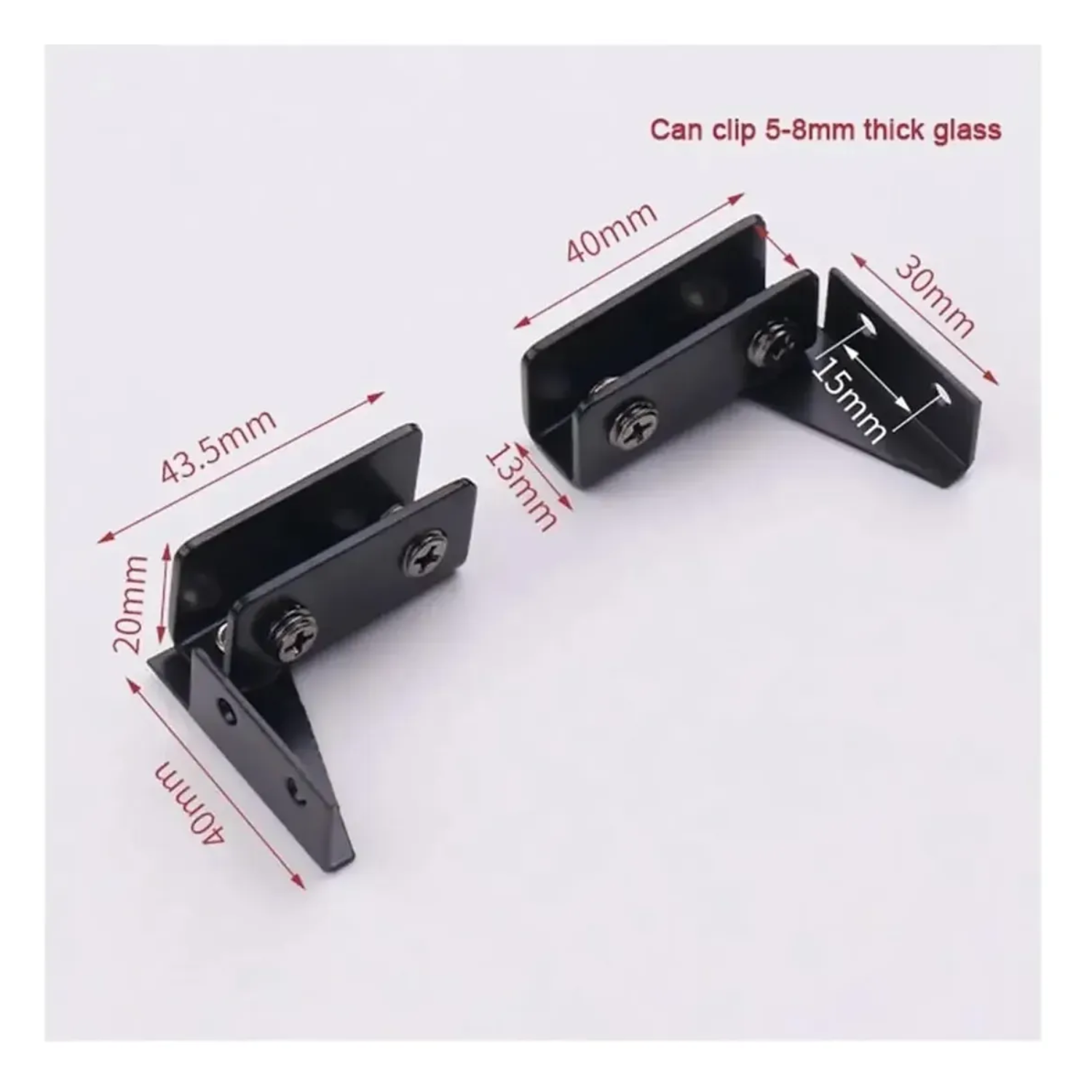 1 Par Dobradiça Preto Pivotante Porta Vidro De Encaixe 4-8mm