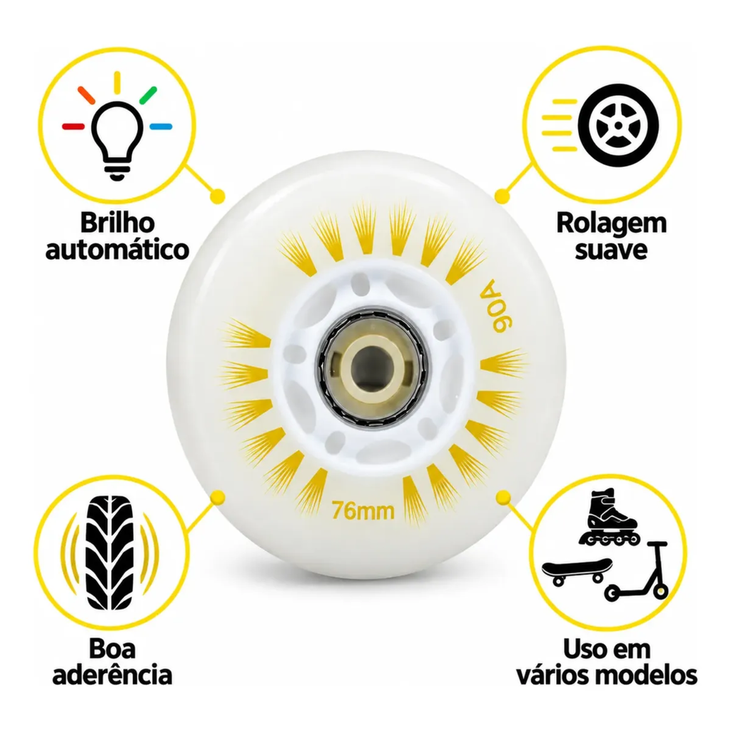 Par Rodinha Silicone Para Triciclo Drift Elétrico C/led Rgb
