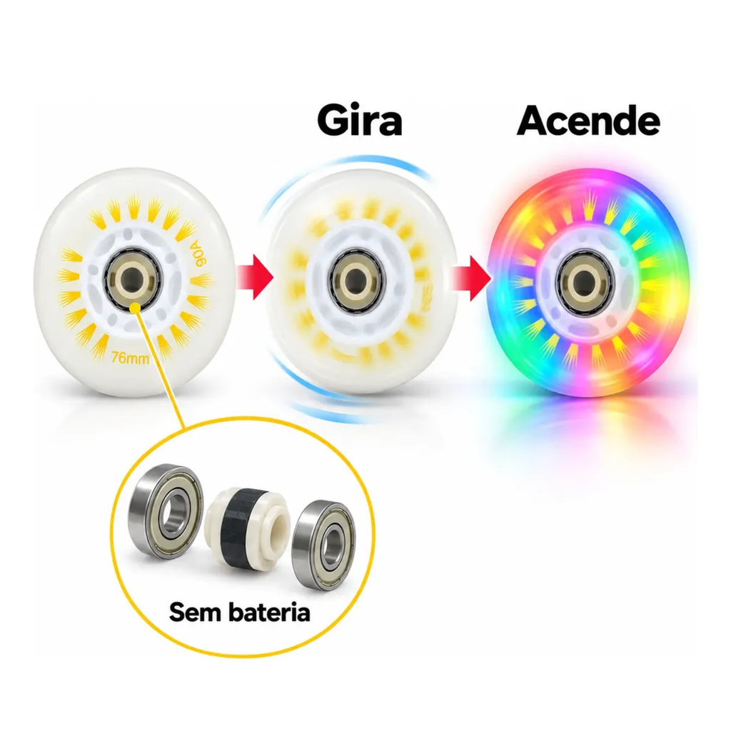 Par Rodinha Silicone Para Triciclo Drift Elétrico C/led Rgb