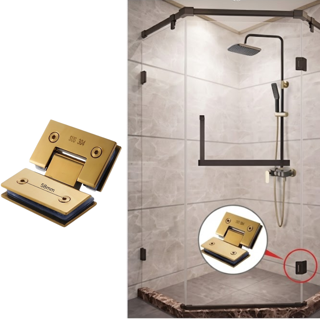 Dobradiça Descentralizada Em Aço Inox Para Gv48 Varia Dourado