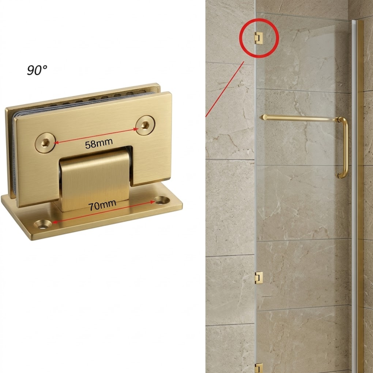 Dobradiça Descentralizada Em Aço Inox Para Gv48 Varia Dourado