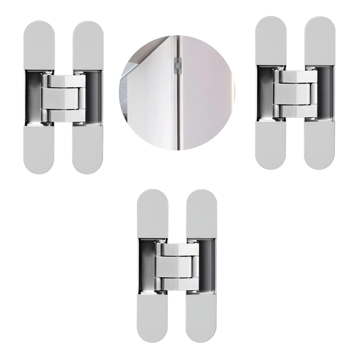3 Peças Dobradiça Invisível Oculta Ajustável 110mm 40/kg