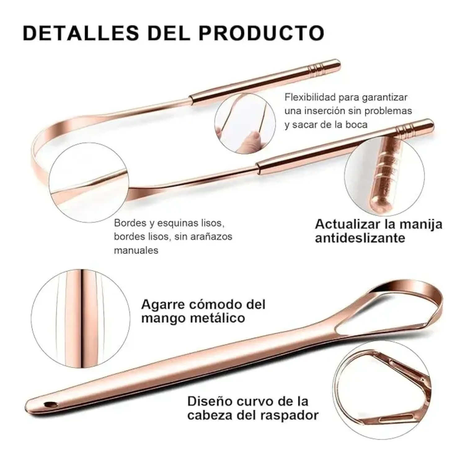 3 Raspador Língua C Estojo 100% Cobre Limpador Higienizador
