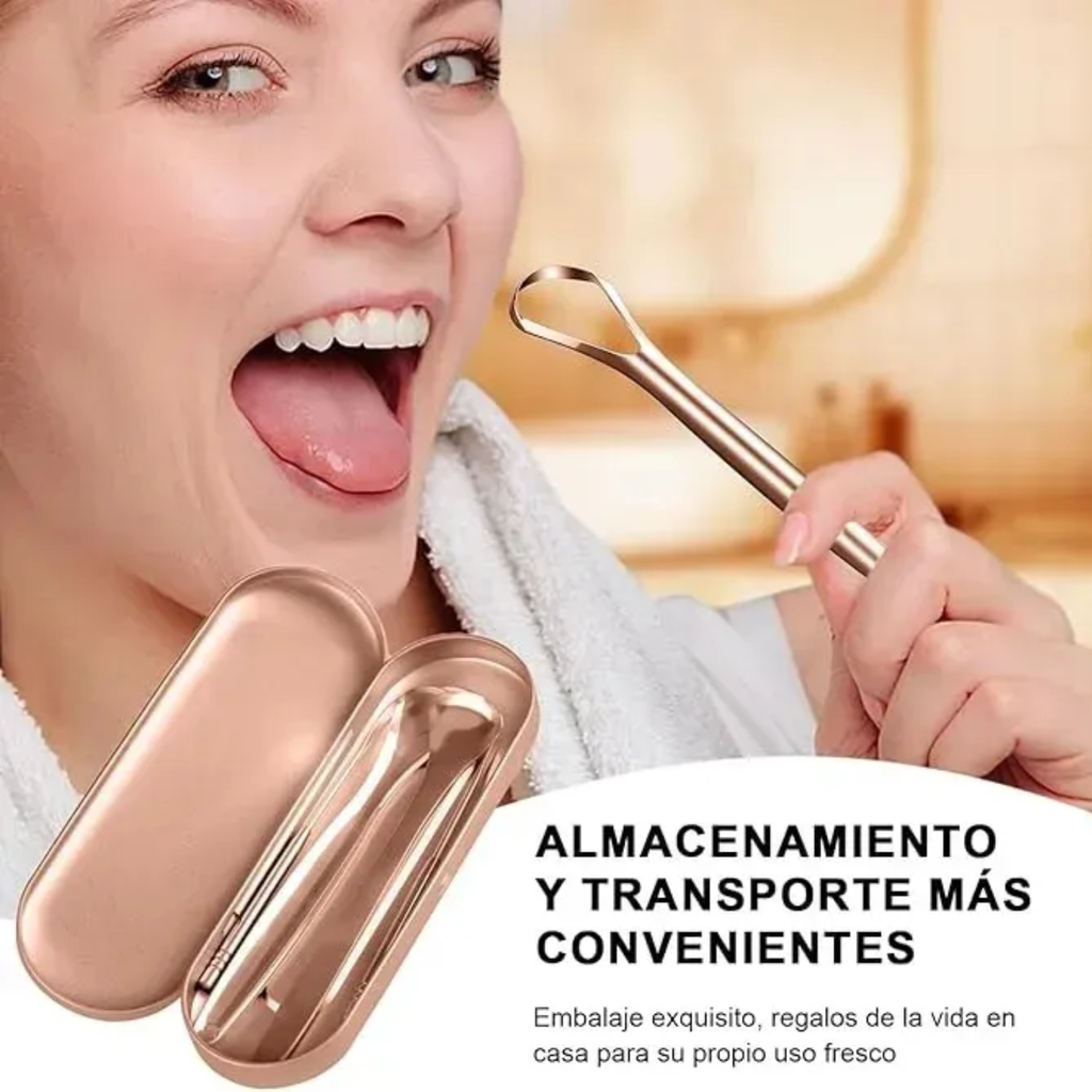 3 Raspador Língua C Estojo 100% Cobre Limpador Higienizador