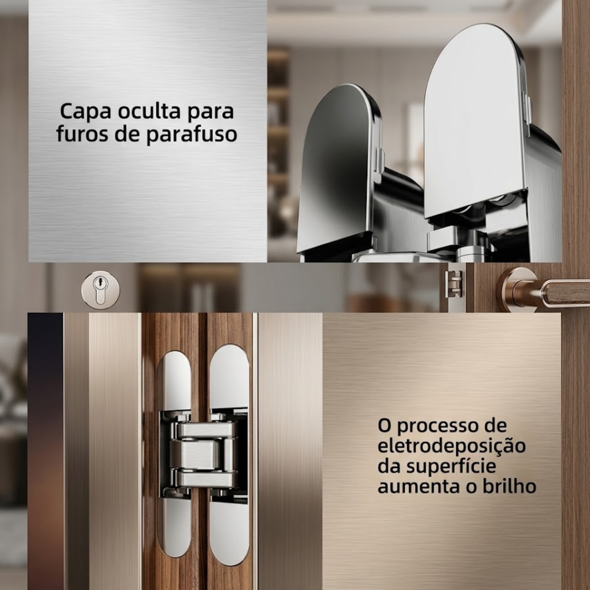3 Peças Dobradiça Invisível Oculta Ajustável 110mm 40/kg