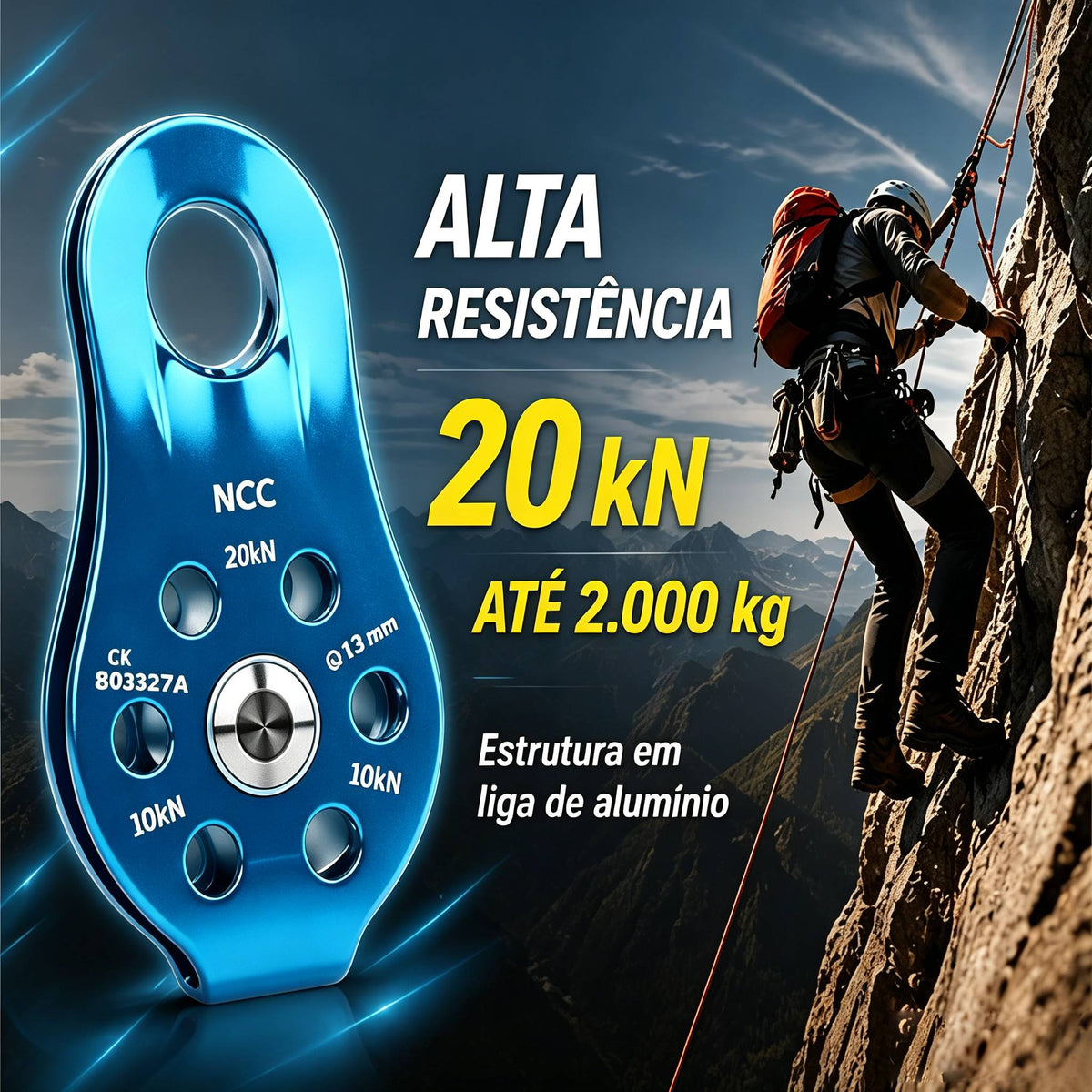 Polia Lateral Fixa 20kn Pequena Escalada Corda 8 A 13mm