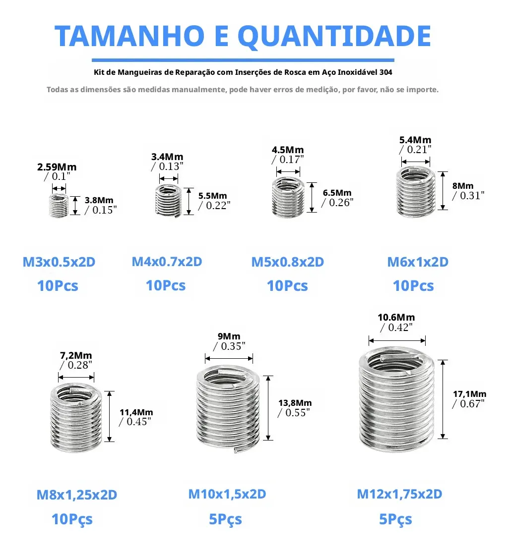 Inserção De Rosca De Arame De 60 Unidades M3-m12 X 2d