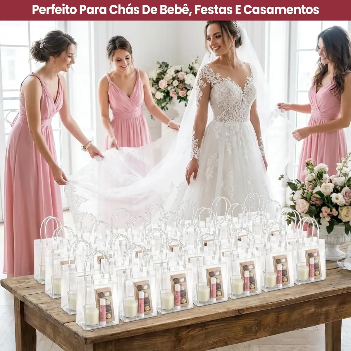 20 Un Sacos De Presente Pvc Reutilizáveis Com Alça 20*20*8