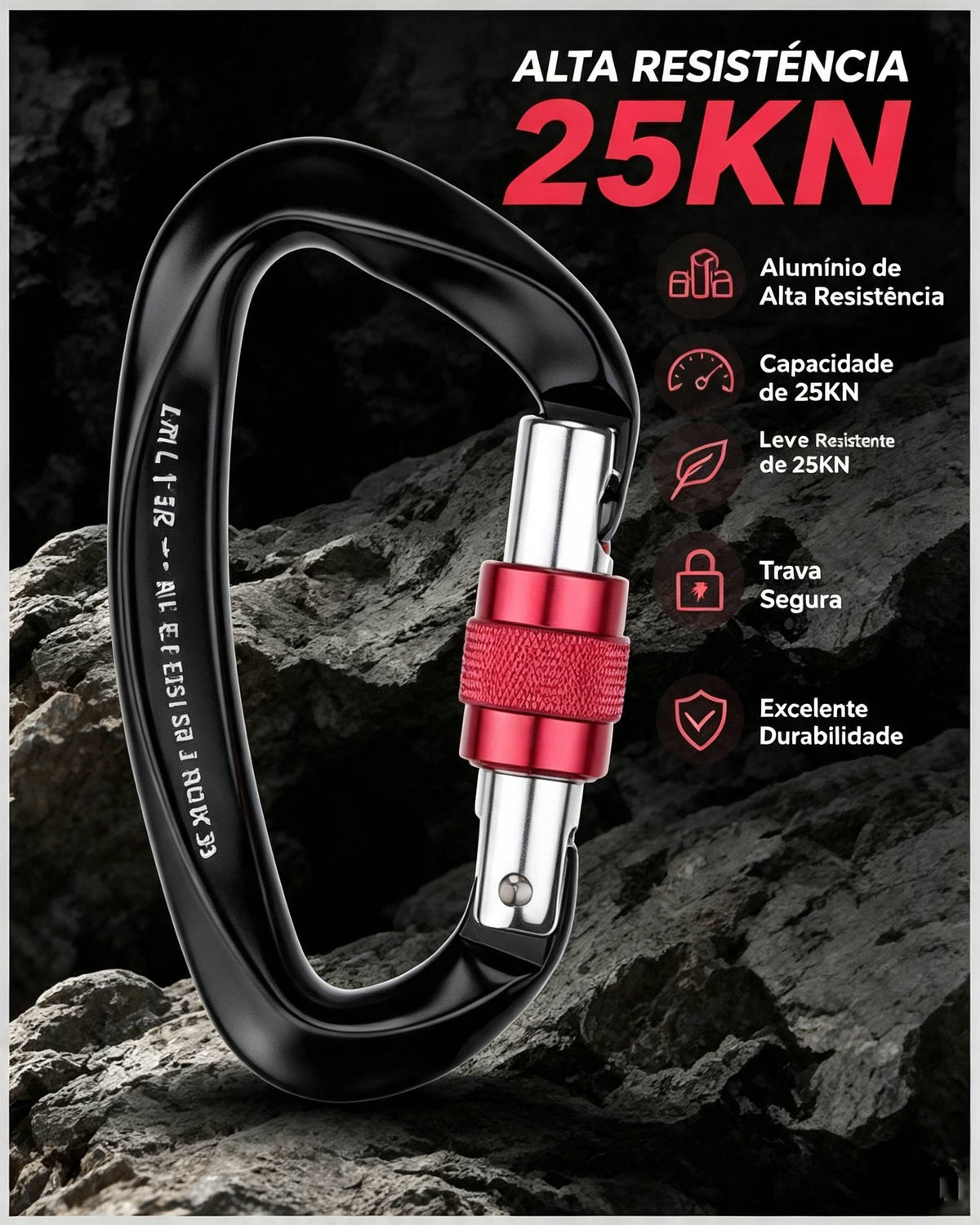 Mosquetão De Aluminio D 25kn Rapel Escalada Paraglider
