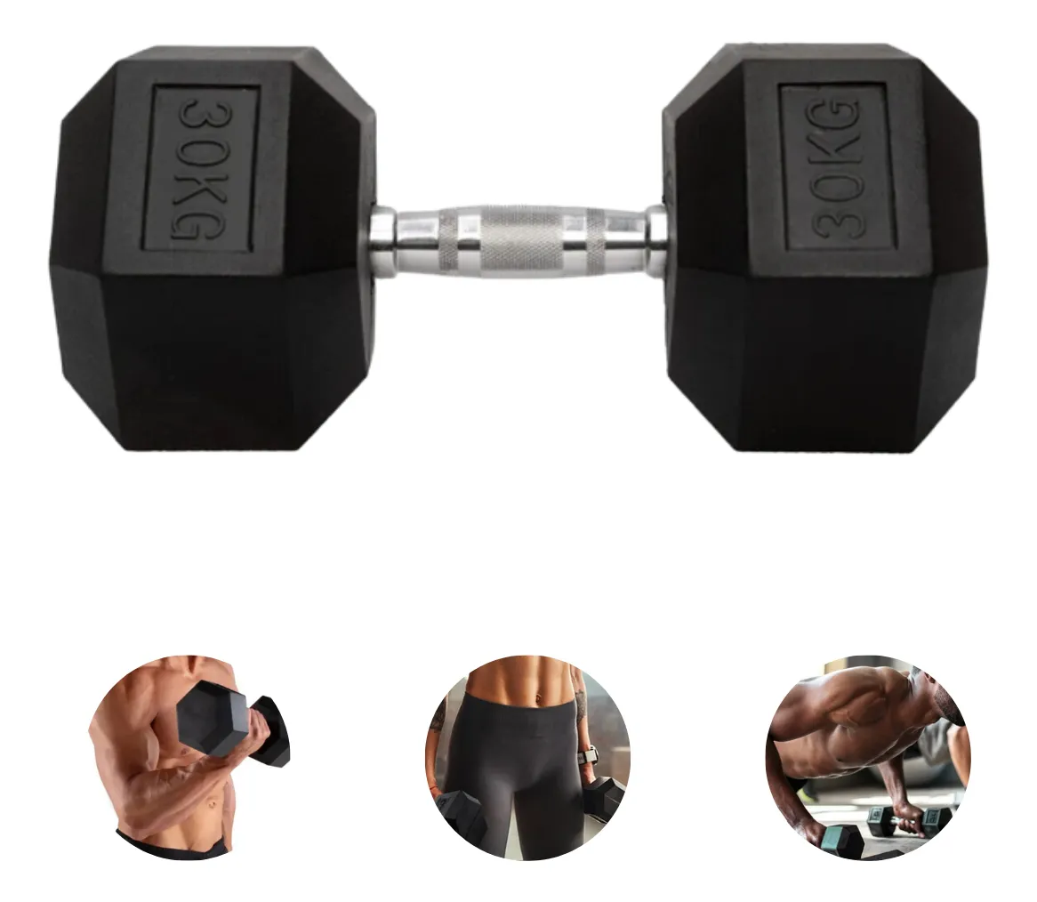 Halter 10kg Sextavado Emborrachado Pegada Cromada