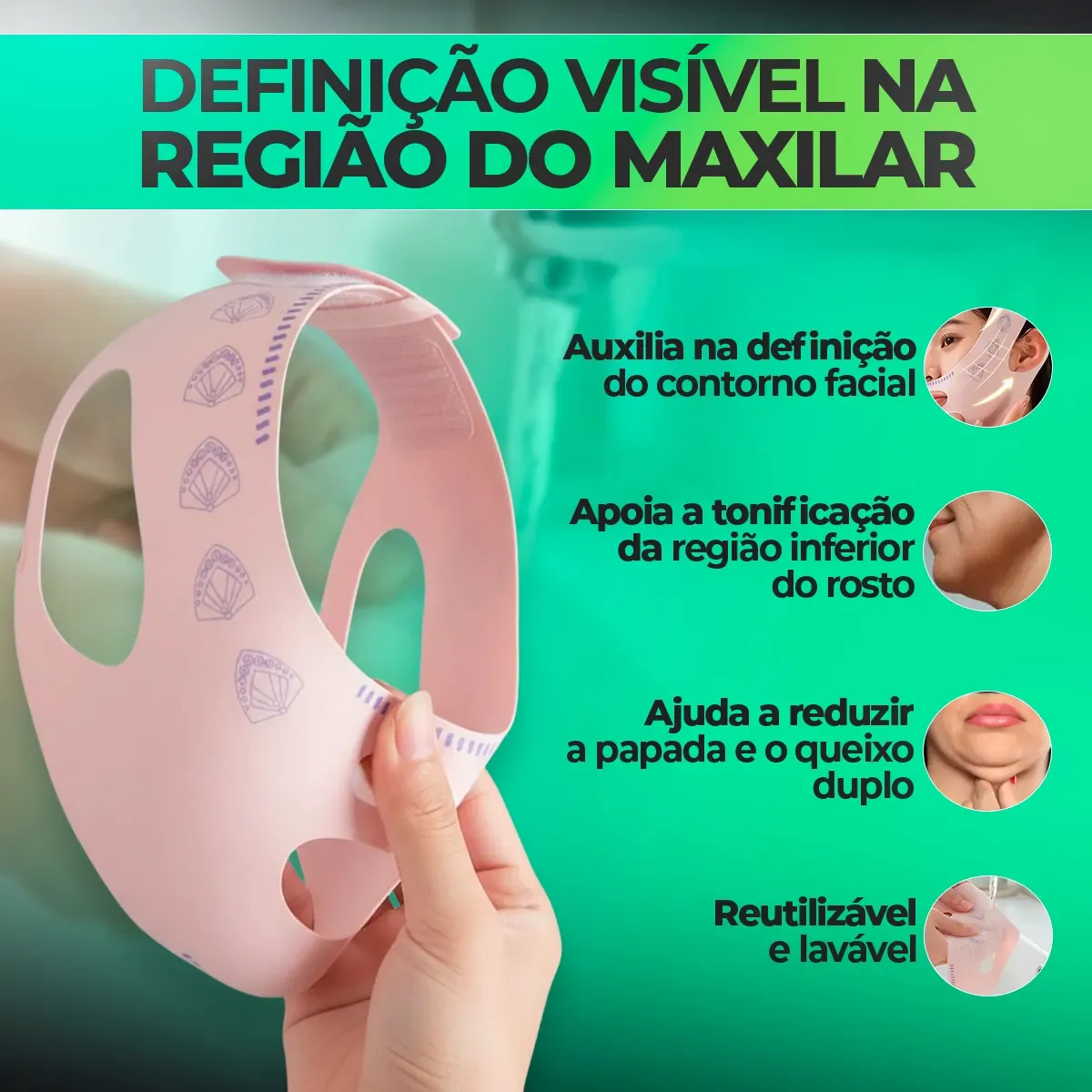 Máscara Modeladora Rosto Lifting Skin Care Papada Antirrugas