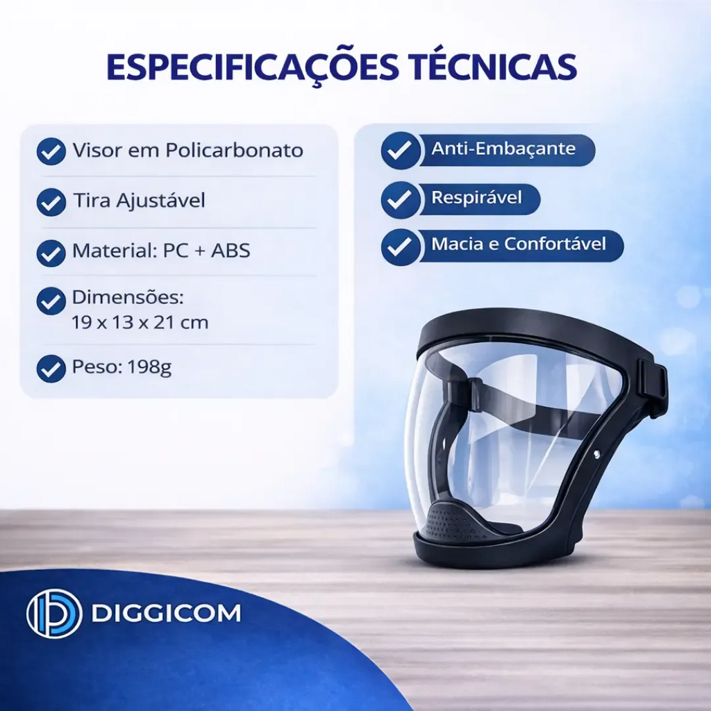 Máscara Protetor Facial Viseira Roçadeira Olhos Ajustável