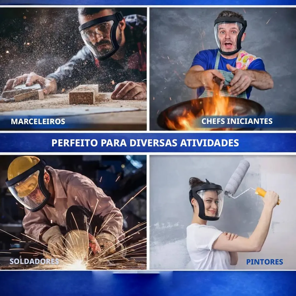 Máscara Protetor Facial Viseira Roçadeira Olhos Ajustável