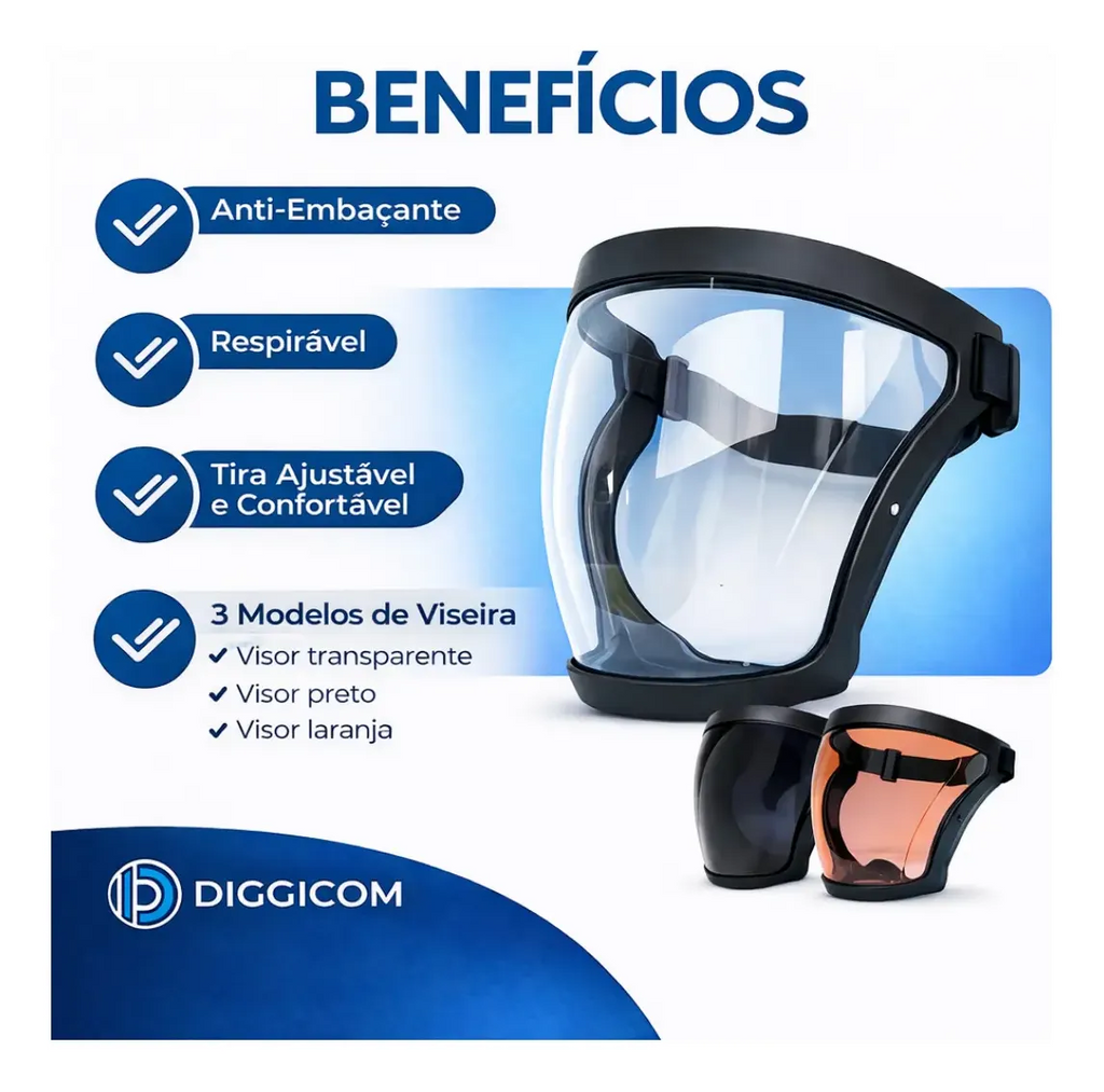 Máscara Protetor Facial Viseira Roçadeira Olhos Ajustável