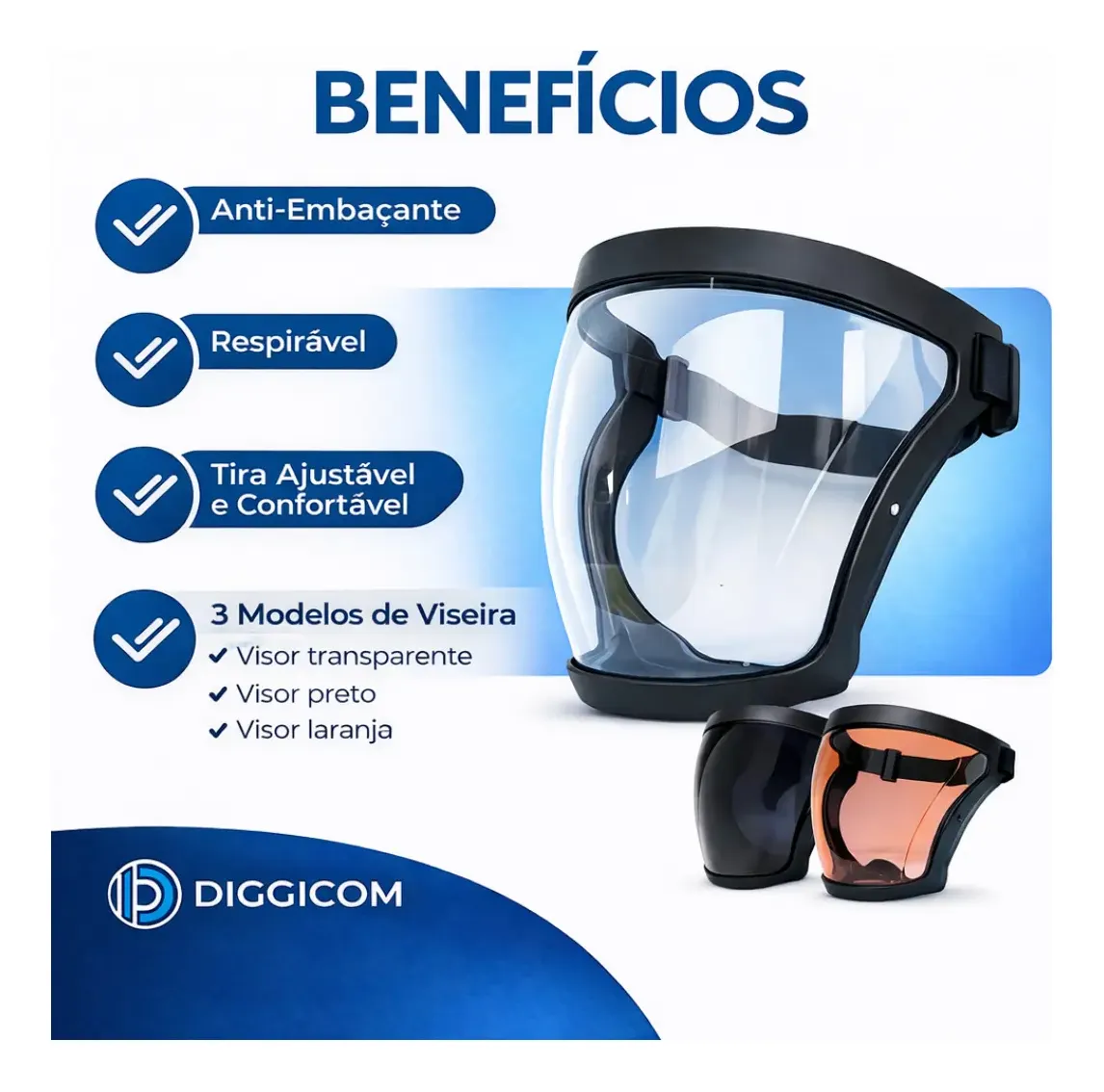 Máscara Protetor Facial Viseira Roçadeira Olhos Ajustável