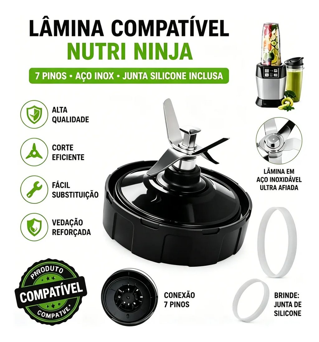 Lâmina Nutri Ninja 7 Pinos C/ Junta Silicone Importada