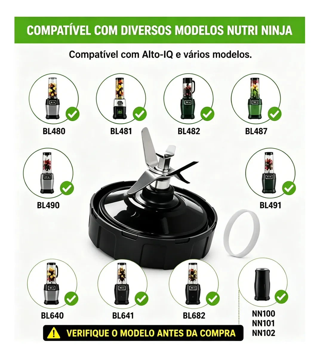 Lâmina Nutri Ninja 7 Pinos C/ Junta Silicone Importada