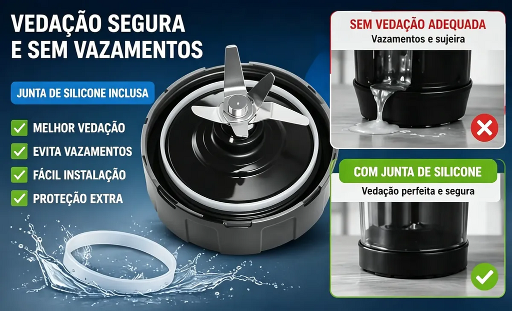 Lâmina Nutri Ninja 7 Pinos C/ Junta Silicone Importada