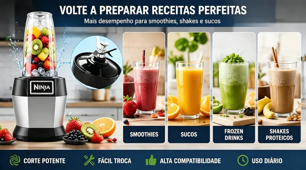 Lâmina Nutri Ninja 7 Pinos C/ Junta Silicone Importada