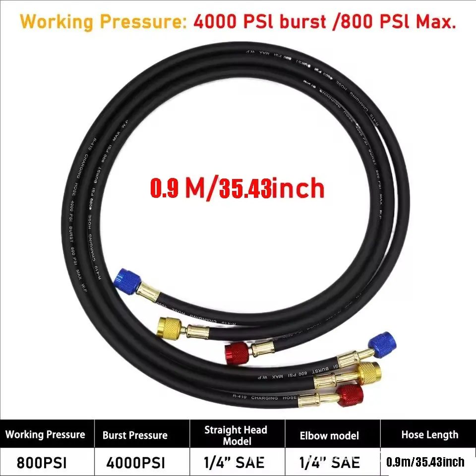Conjunto Mangueira Manifold 90cm Preta Premium 1/4 R410a
