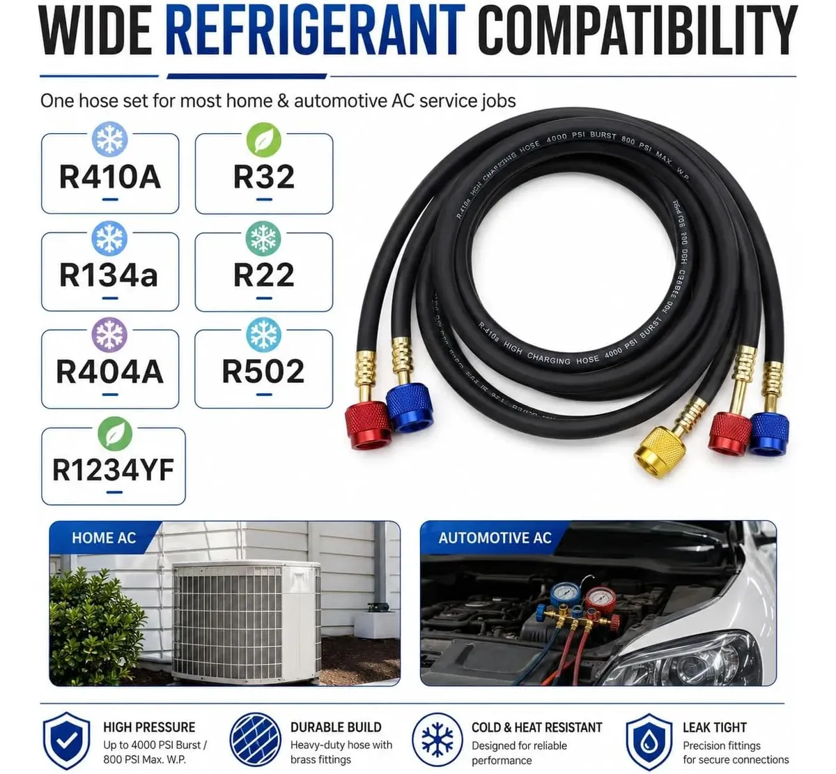 Conjunto Mangueira Manifold 90cm Preta Premium 1/4 R410a