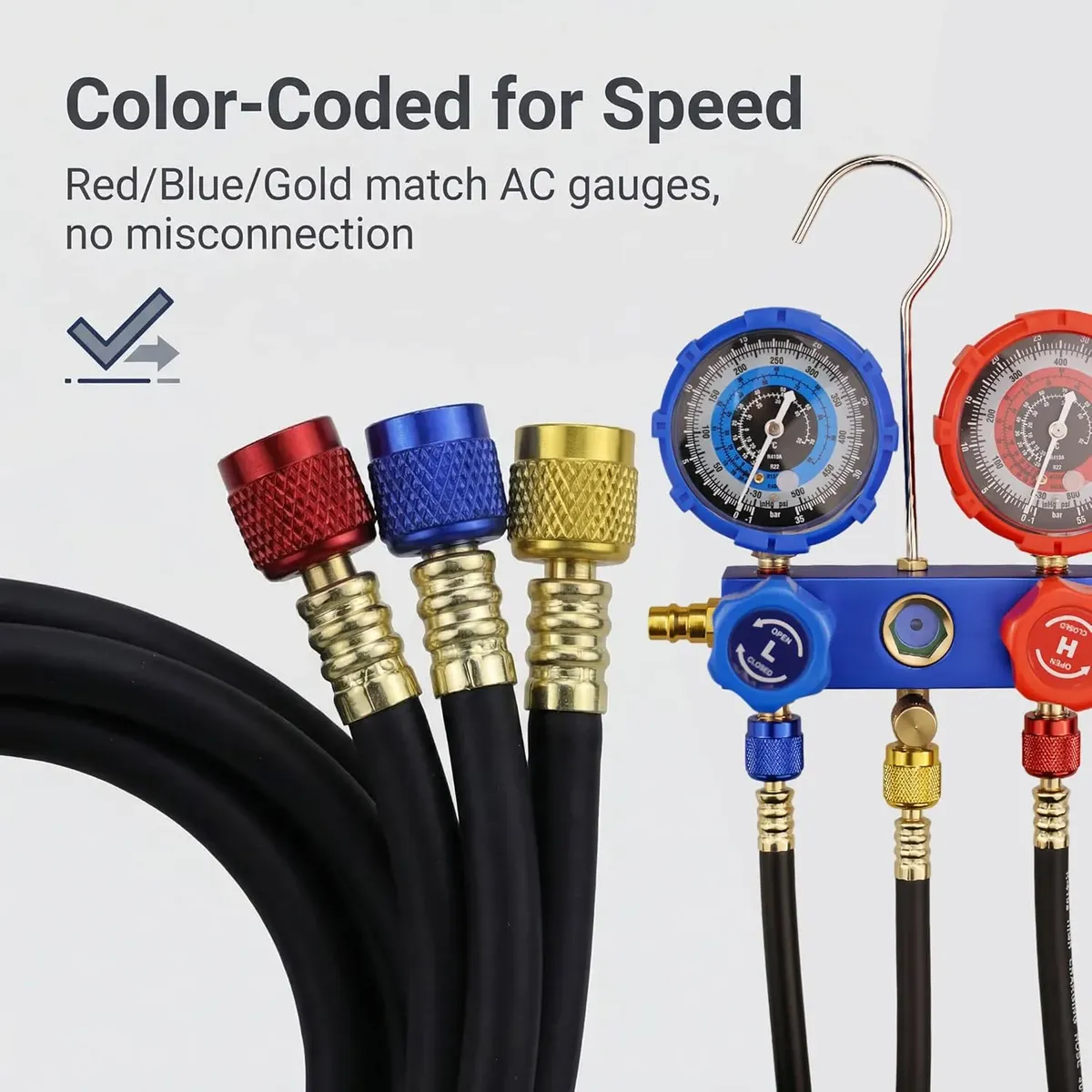 Conjunto Mangueira Manifold 90cm Preta Premium 1/4 R410a